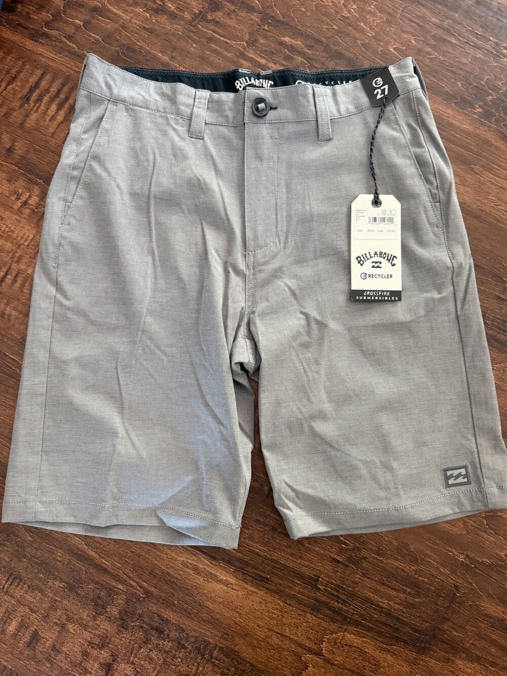 Billabong crossfire submersible gray short size 27 NEW